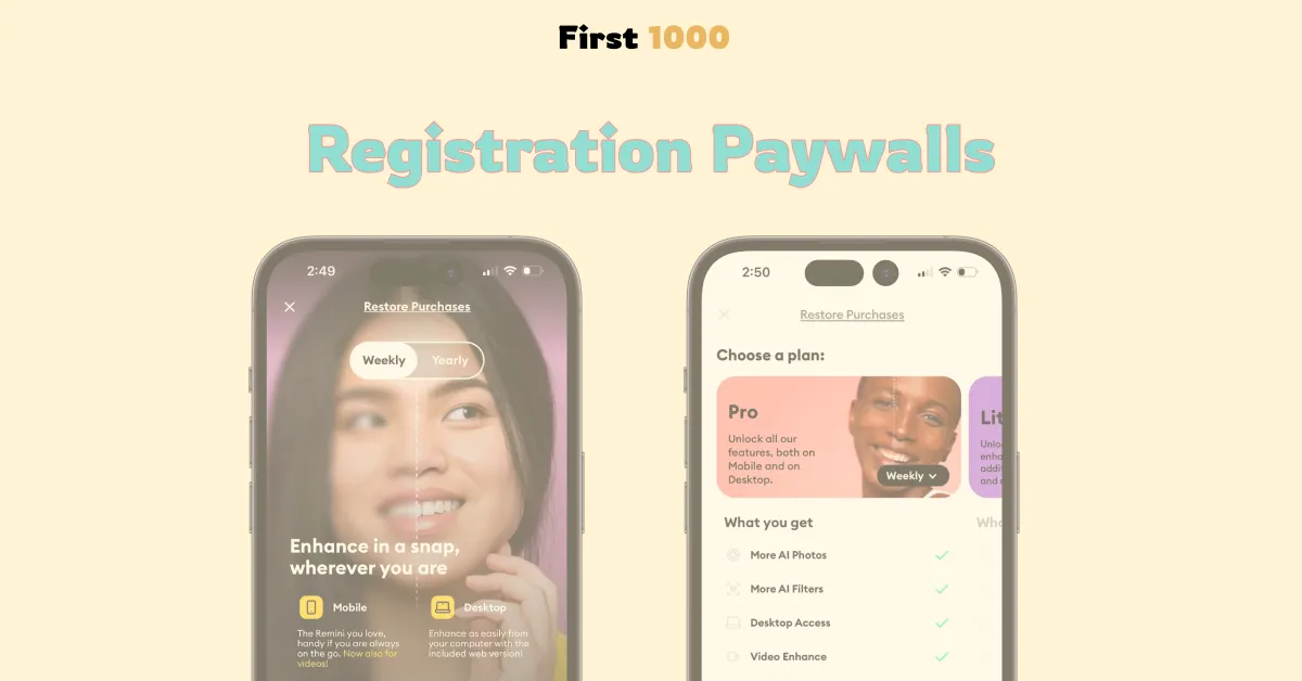 Registration paywalls summary graphic from First 1000.